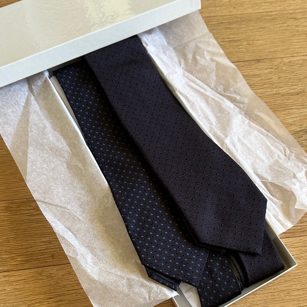 Luciano Barbera Ties - Blue/Brown and Maroon/Brown Set of 2